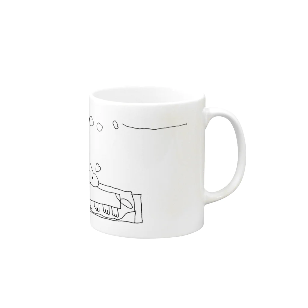 ハナペコのねことピンクおじさん Mug :right side of the handle