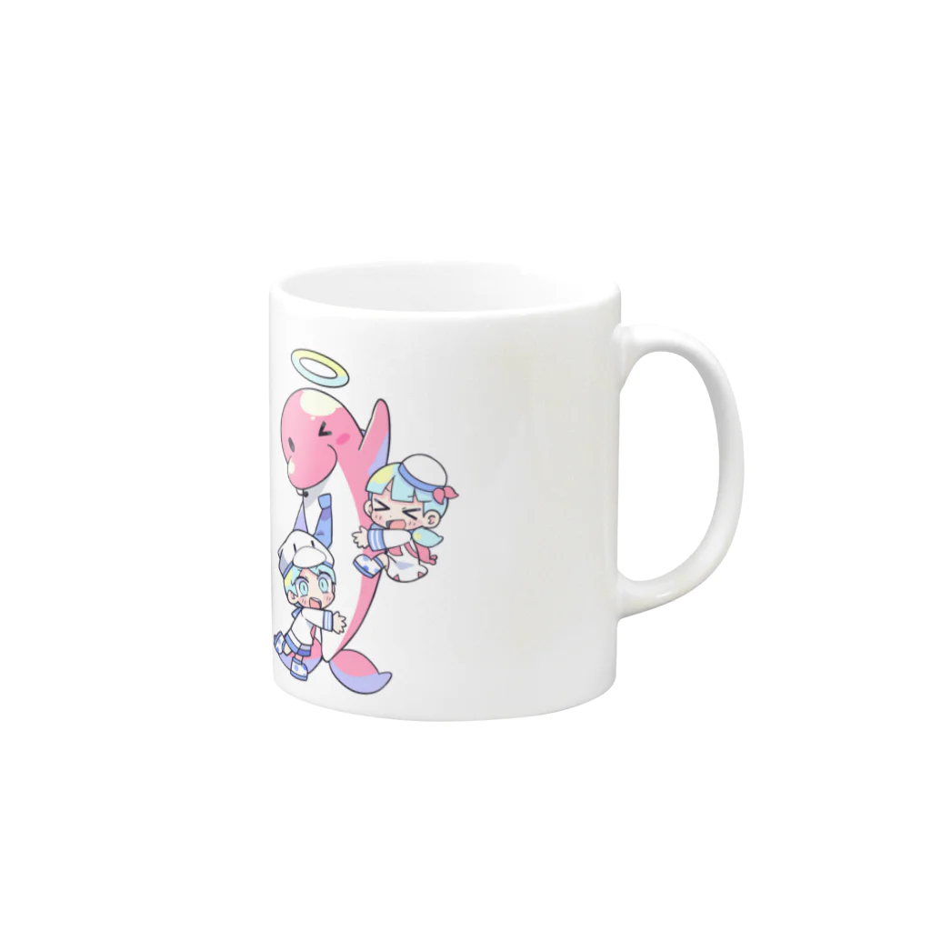 ブッチくん Official Shopのイルカのブッチくん（イラスト：寺田てら） Mug :right side of the handle