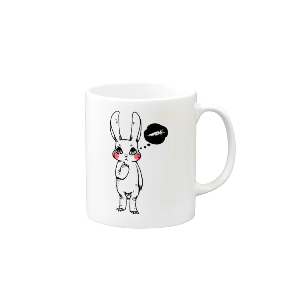 ゆいこの雑貨店のツメウサギ(ニンジン食べたい) Mug :right side of the handle