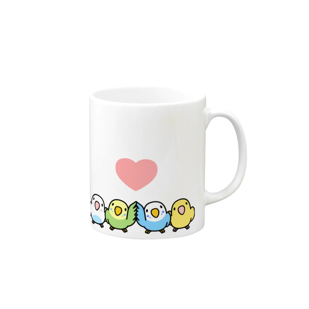 まめるりはことりのハイタッチなかよしセキセイインコ【まめるりはことり】 Mug :right side of the handle