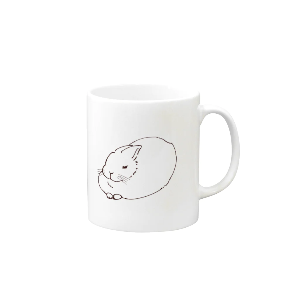 三日月堂の実家のピョン吉 Mug :right side of the handle