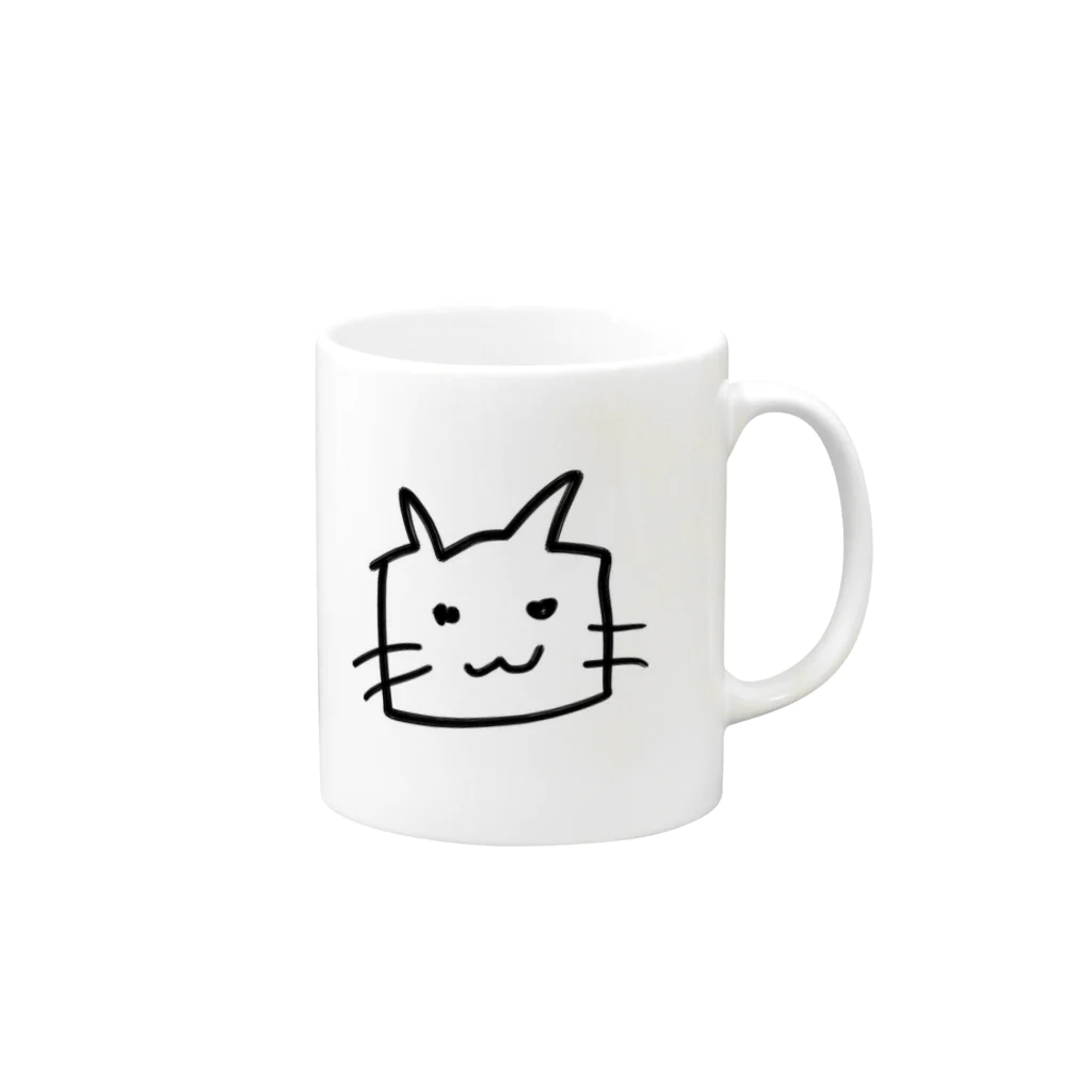 猫の小屋のにやけるネコの丁シャツ Mug :right side of the handle