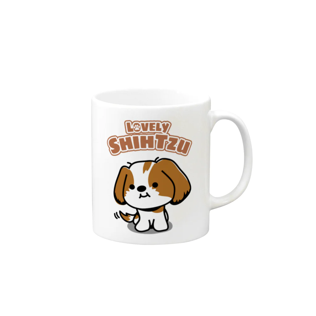 ぽんずのLovelyシーズー犬グッズのゆるかわシーズー犬マグカップ#1 Mug :right side of the handle