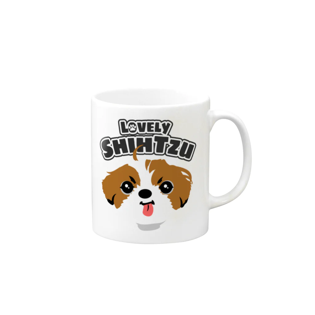 ぽんずのLovelyシーズー犬グッズの舌ぺろシーズー犬マグカップ#1 マグカップの取っ手の右面