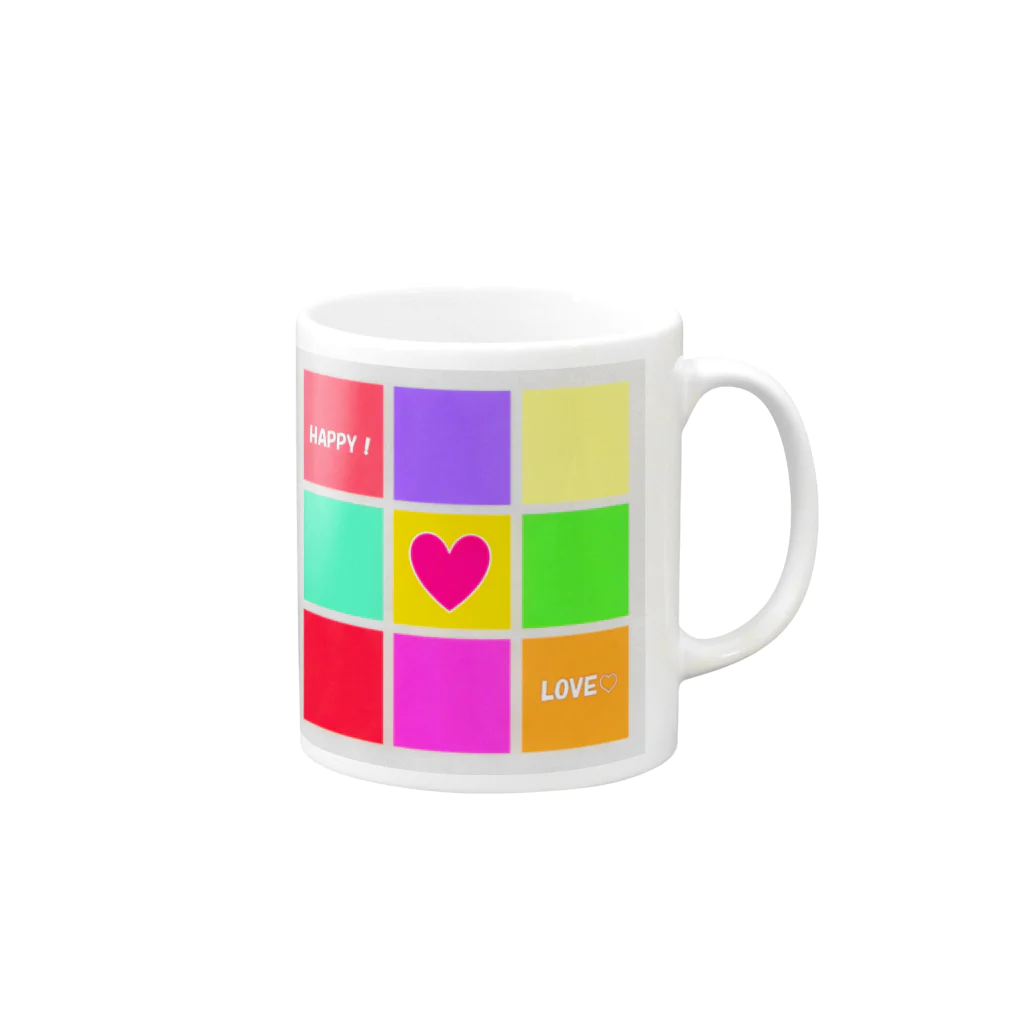 sanasanaのHAPPY＆LOVEカラー Mug :right side of the handle