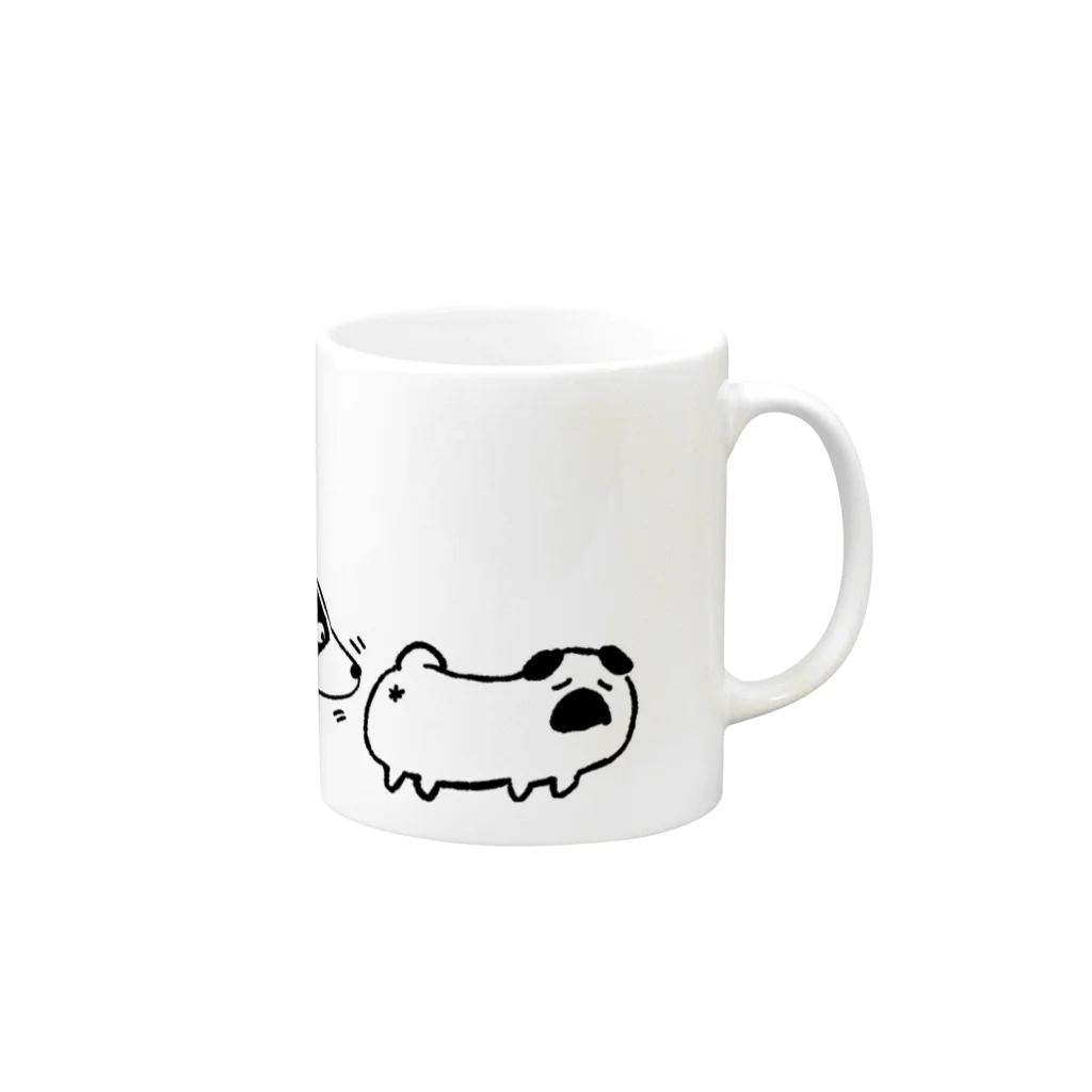 SHOP BØWNTENのぷーやんのおしりを追うルーカスくん Mug :right side of the handle