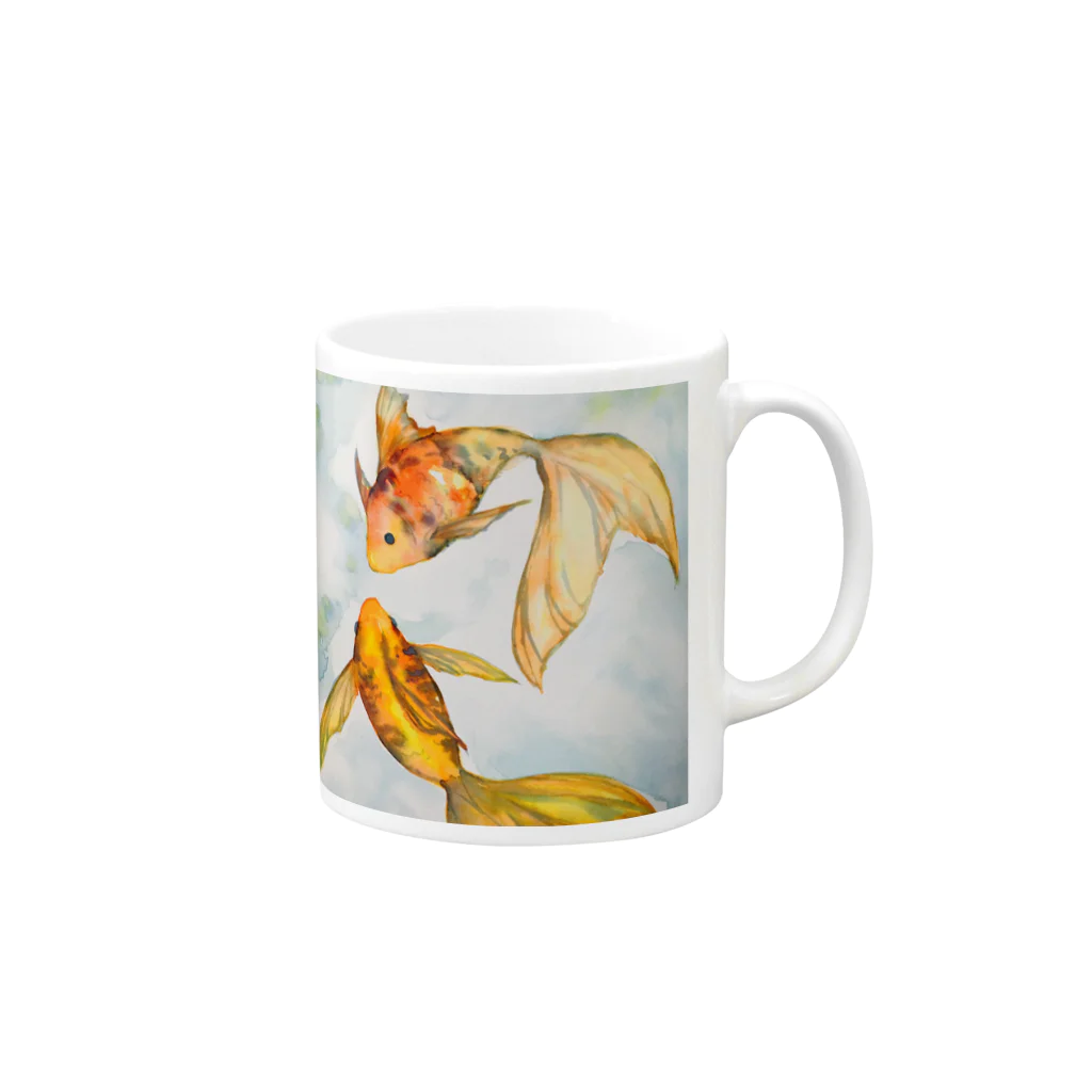 HARUの雑貨屋の金魚達のワルツ Mug :right side of the handle