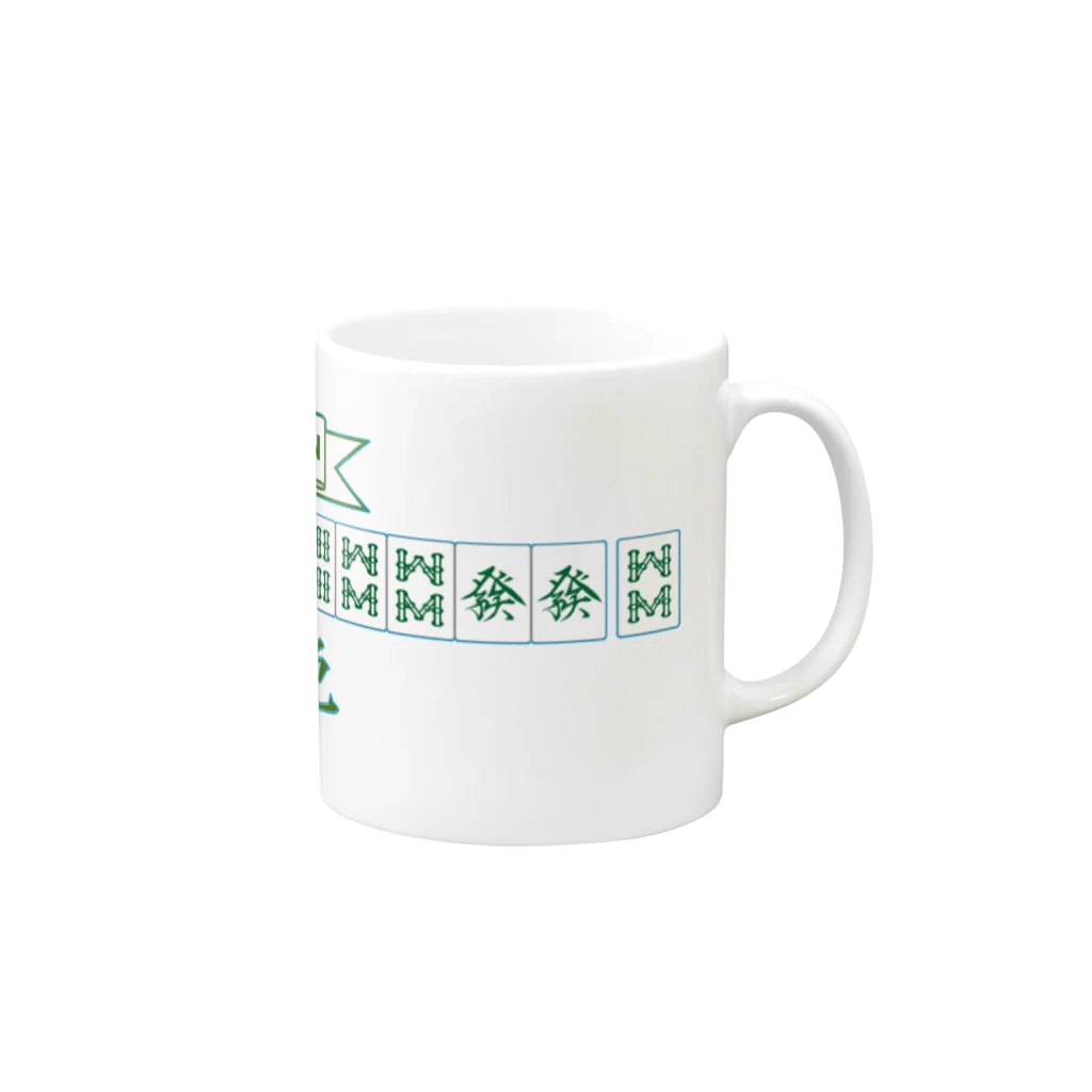 KANdoraMOROnoriの緑一色（ALL GREEN）くん Mug :right side of the handle