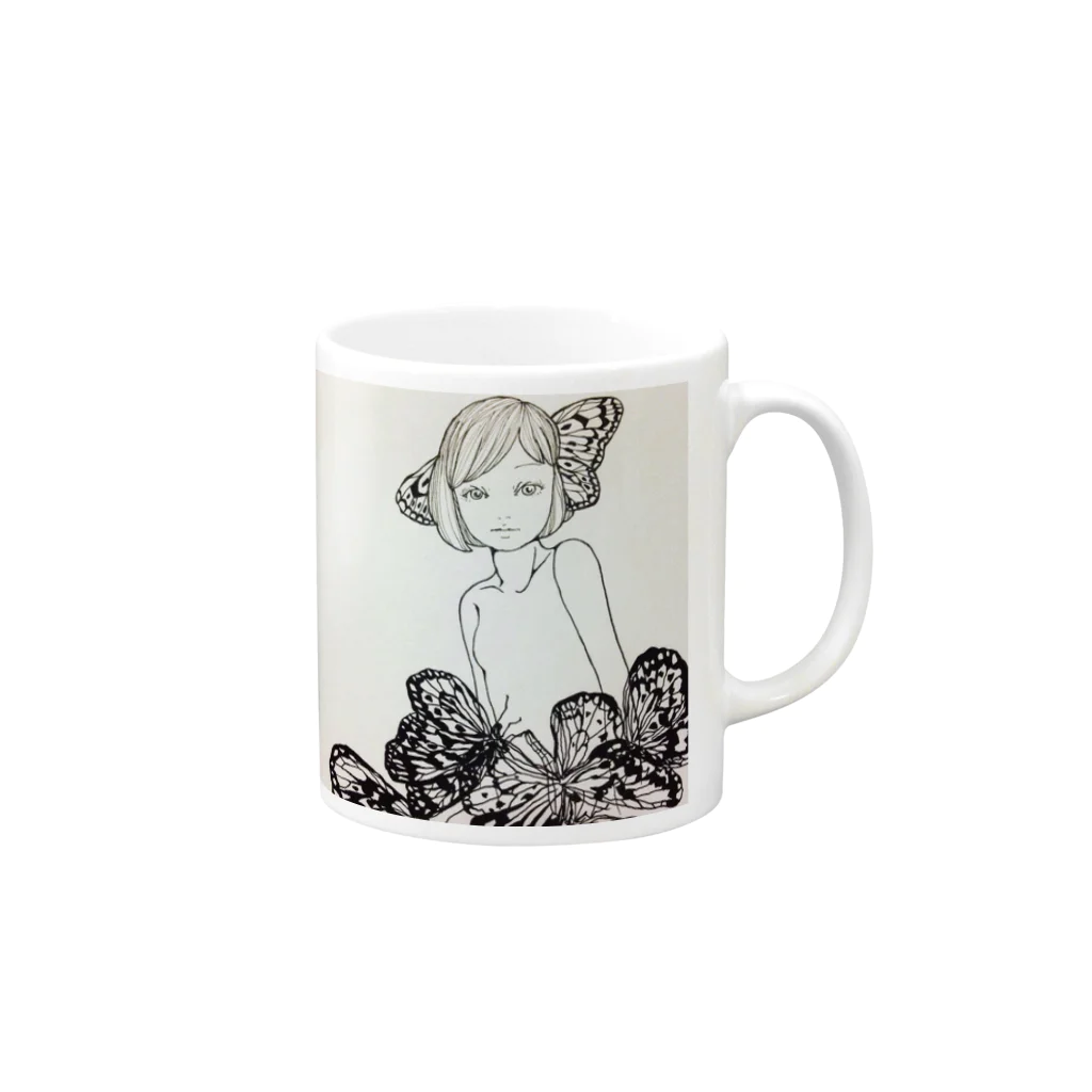 KemekodowのButterfly Mug :right side of the handle