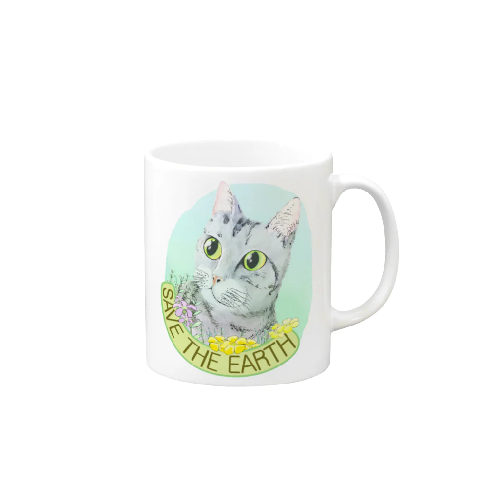 2gawaの猫さんto野花2　save the earth Mug :right side of the handle