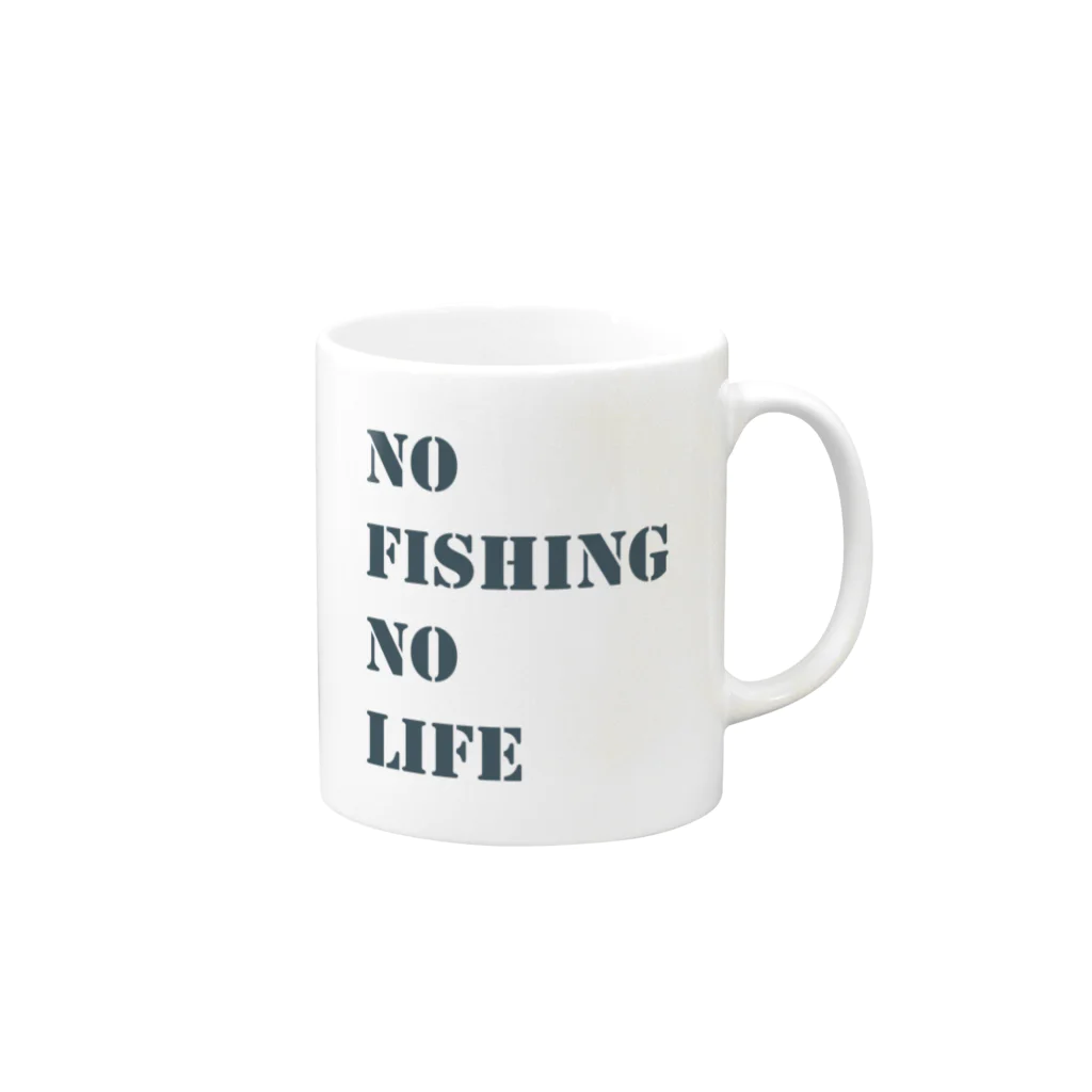 ryoheitatsunokiの釣りマグカップ（NO FISHING NO LIFE） Mug :right side of the handle