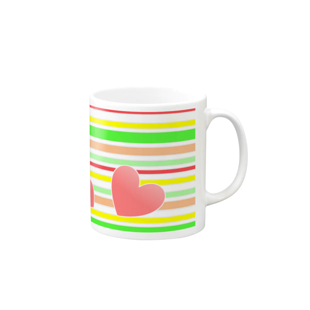 sanasanaのボーダー＋♡ Mug :right side of the handle