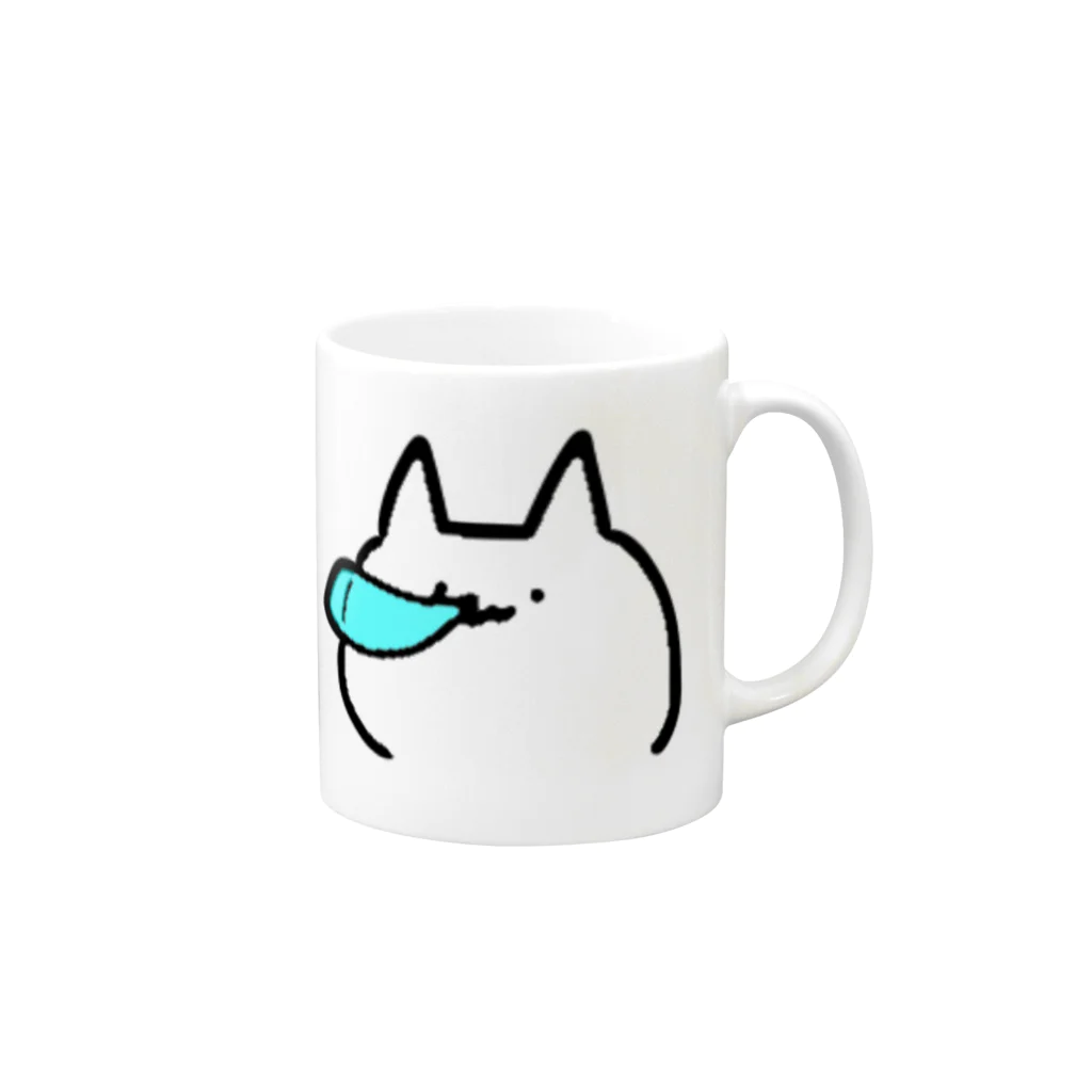 えふ＊ひつじさん(･ｪ･＠のまがおネコ いねむりのすがた Mug :right side of the handle