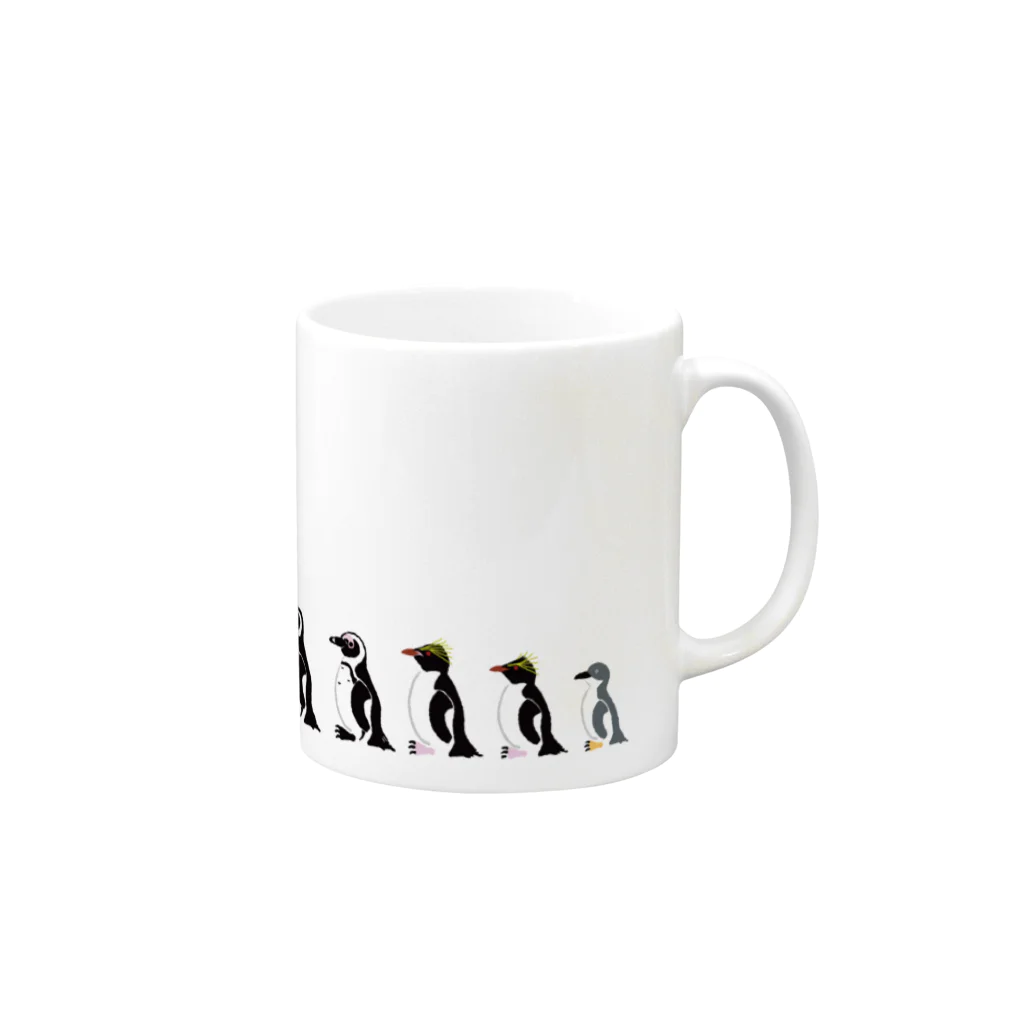 コンぎつねデザイン工房の日本で飼育されているペンギン１１種 Mug :right side of the handle