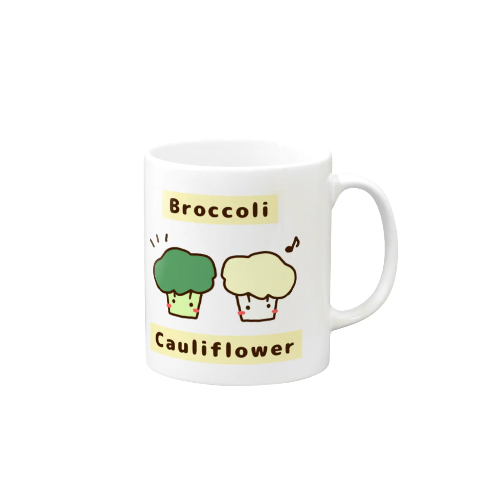 リコペマのにたもの:ブロッコリーとカリフラワー Mug :right side of the handle