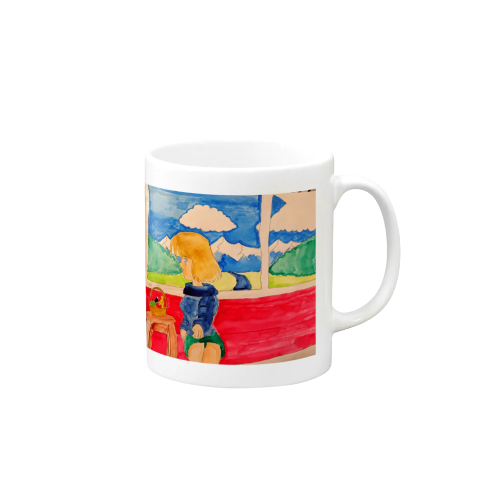 LIONの信仰的ショップの車窓からの風景 Mug :right side of the handle