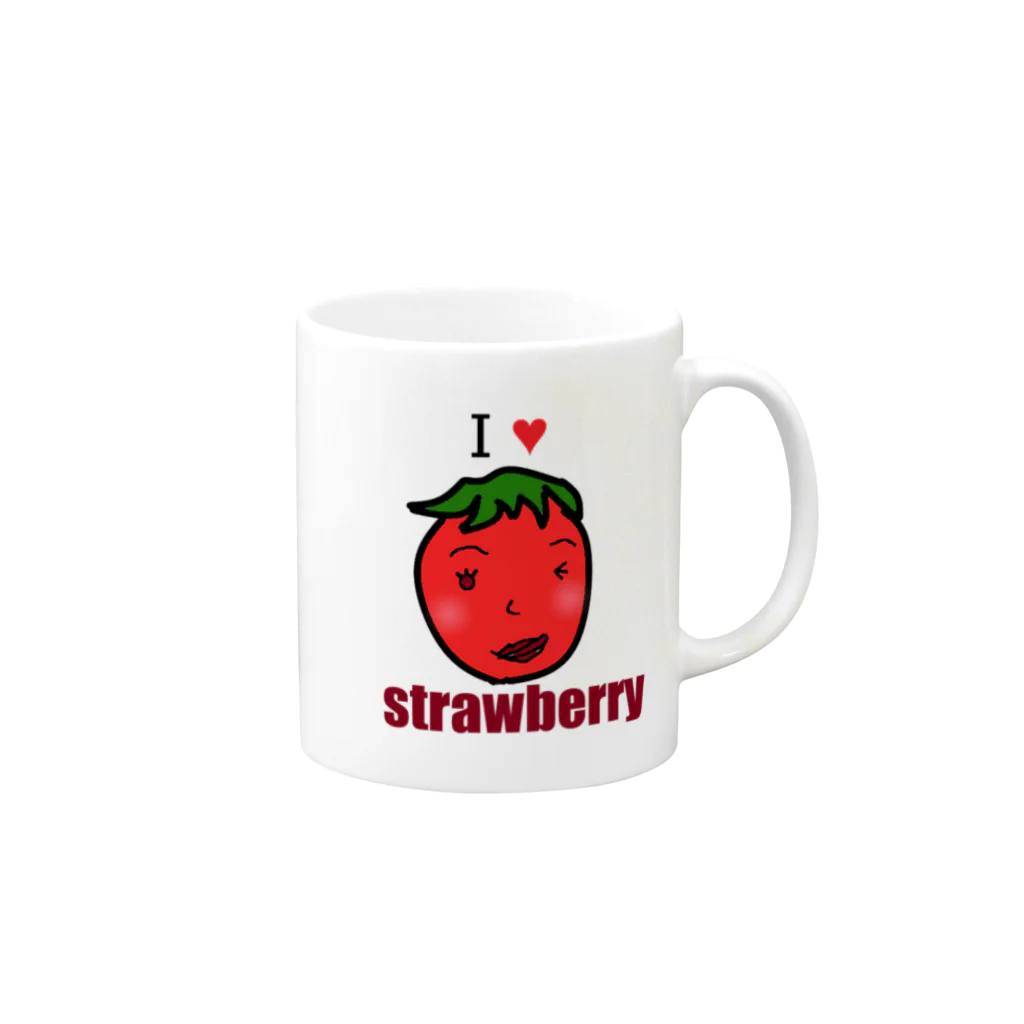 mou2ZOOのI♥Strawberry Mug :right side of the handle