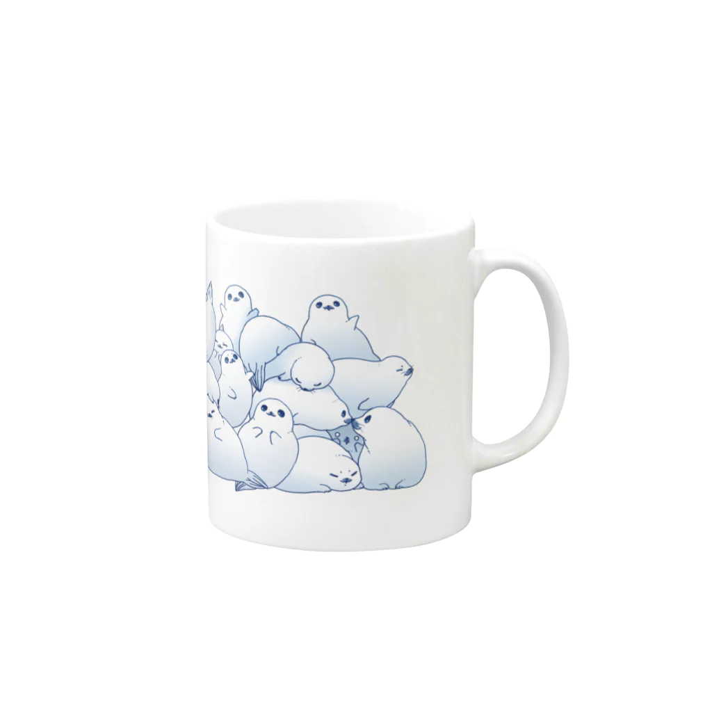 BARE FEET/猫田博人のアザラシつみつみ・グラス Mug :right side of the handle