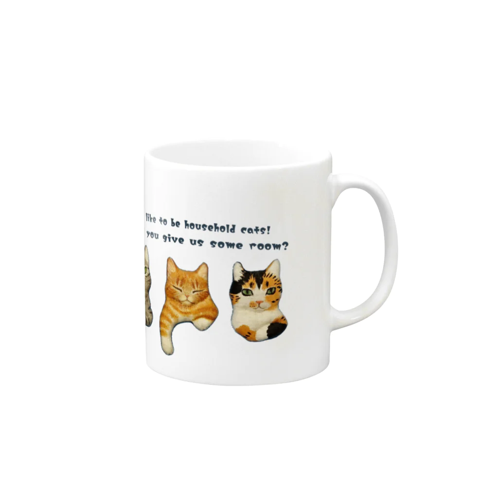 nonaの飼い猫になりたい三匹の猫 Mug :right side of the handle