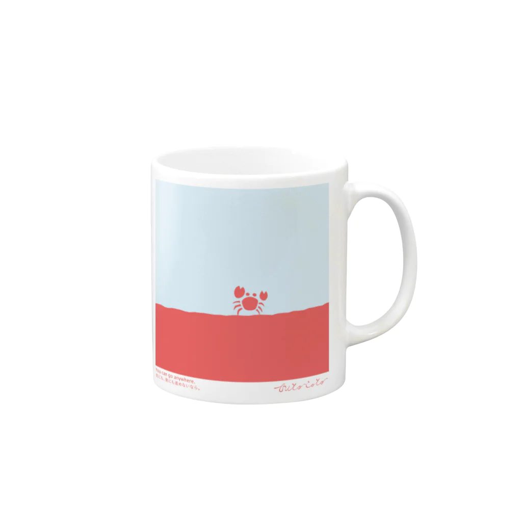 Takechan shopの【hitocoto】カニ Mug :right side of the handle