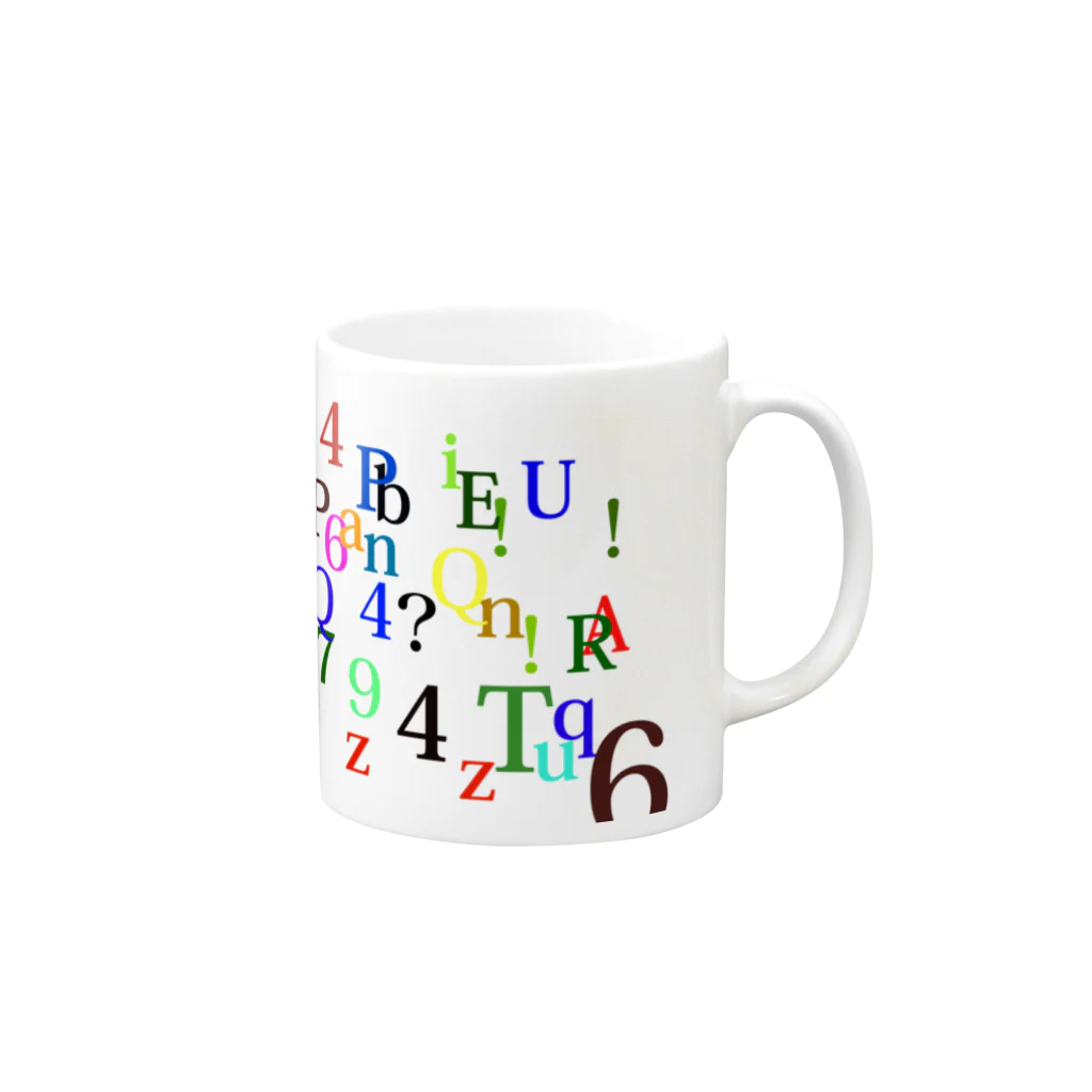 ヒラエイのアルファベットと数字の洪水 Mug :right side of the handle