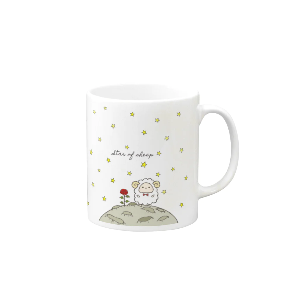 もふもふひつじ 憩いの広場の星を巡るひつじの旅 Mug :right side of the handle