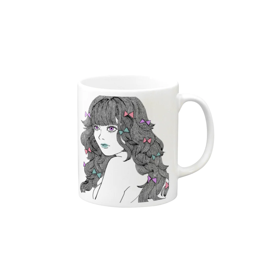 YamamotoのRibbon girl Mug :right side of the handle