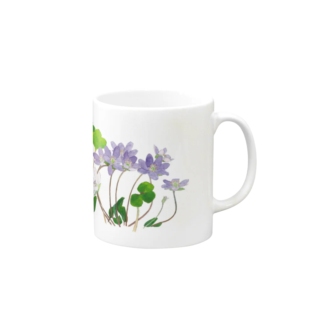 外山康雄　野の花館の雪割草 Mug :right side of the handle