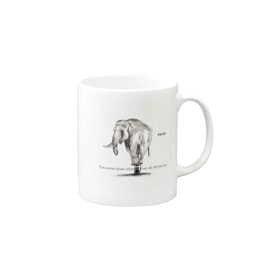 マイペースカフェのcaffe Zoo Elephant マグカップの取っ手の右面