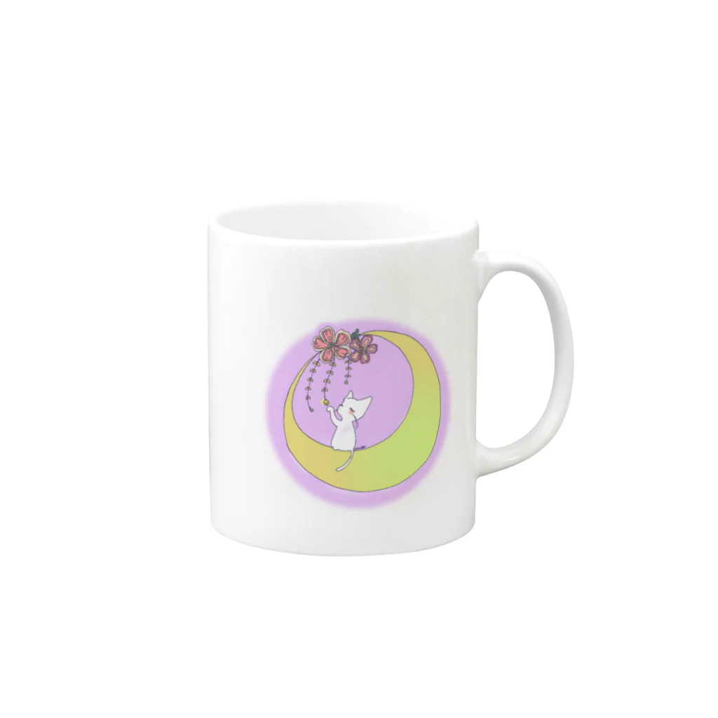 KAZZのにゃつ月花 Mug :right side of the handle