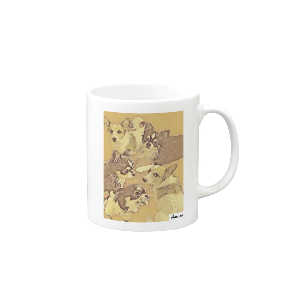Channu's shopのlovely dogs(ver.retro) Mug :right side of the handle