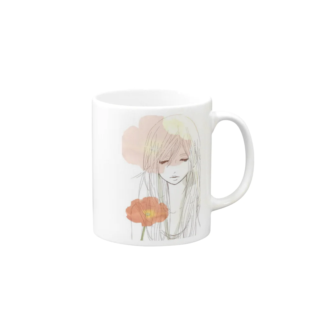 yuki-nのポピーガール Mug :right side of the handle