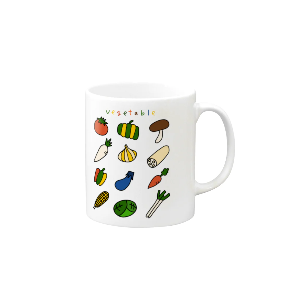 麦畑の野菜イラスト Mug :right side of the handle