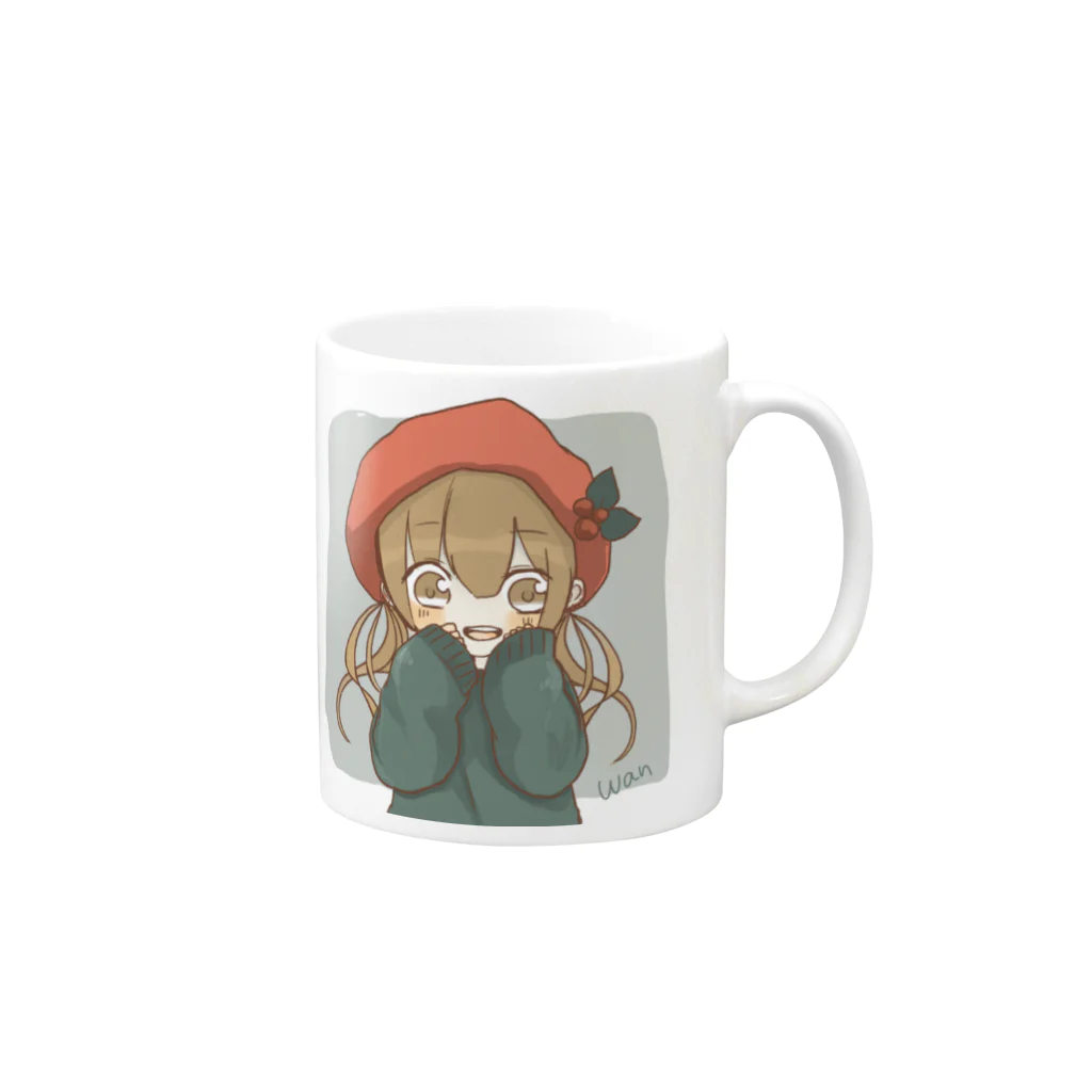 wanのおみせのわんのアイコンのながそで Mug :right side of the handle