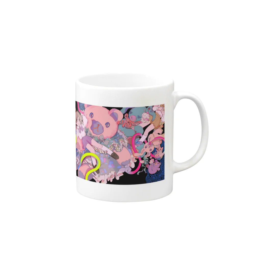 MARU AKARIのくまとワルツしてるガールズ Mug :right side of the handle