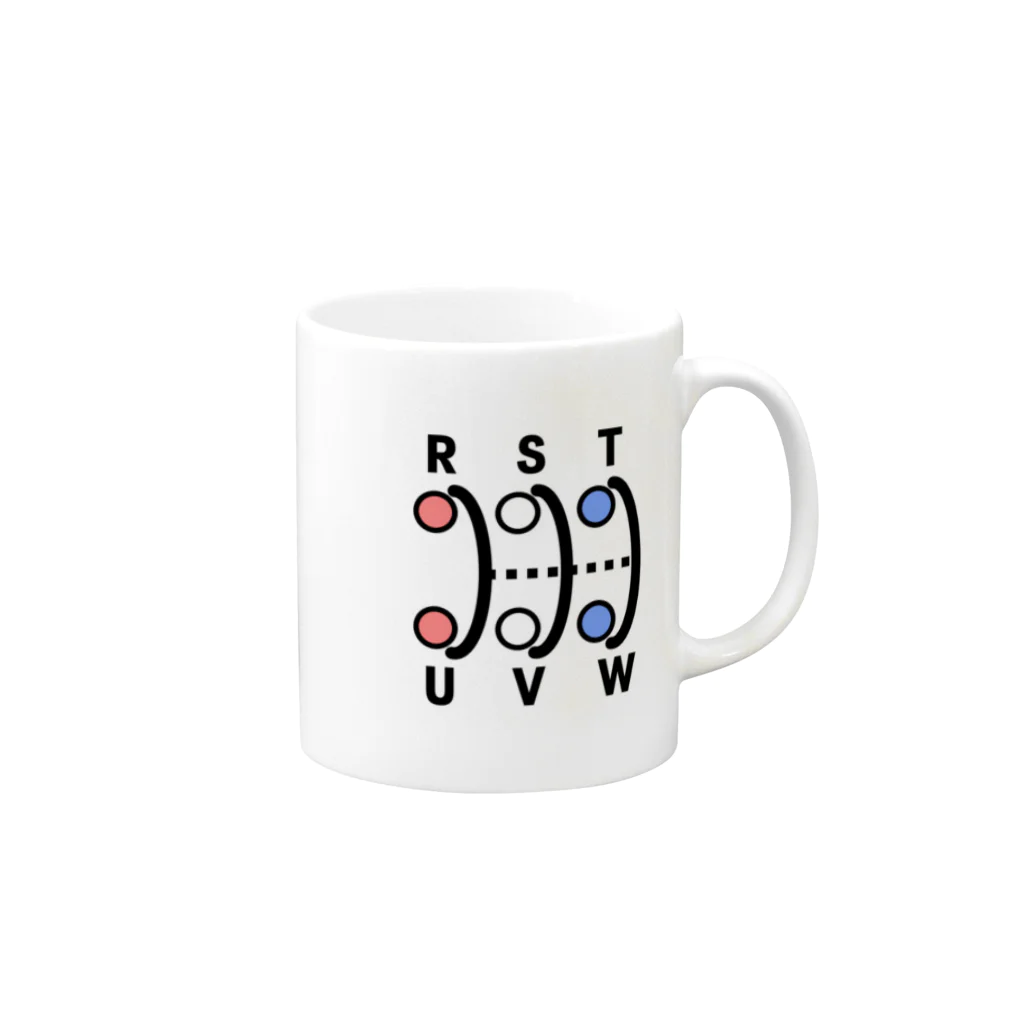 元・盤屋おしんの3相_カラー Mug :right side of the handle