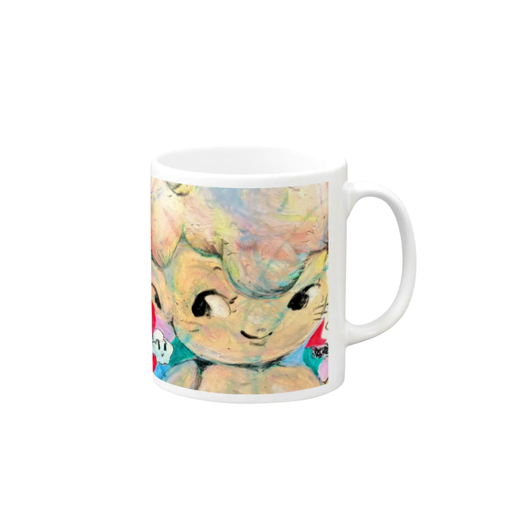 TAMATOのニコ Mug :right side of the handle