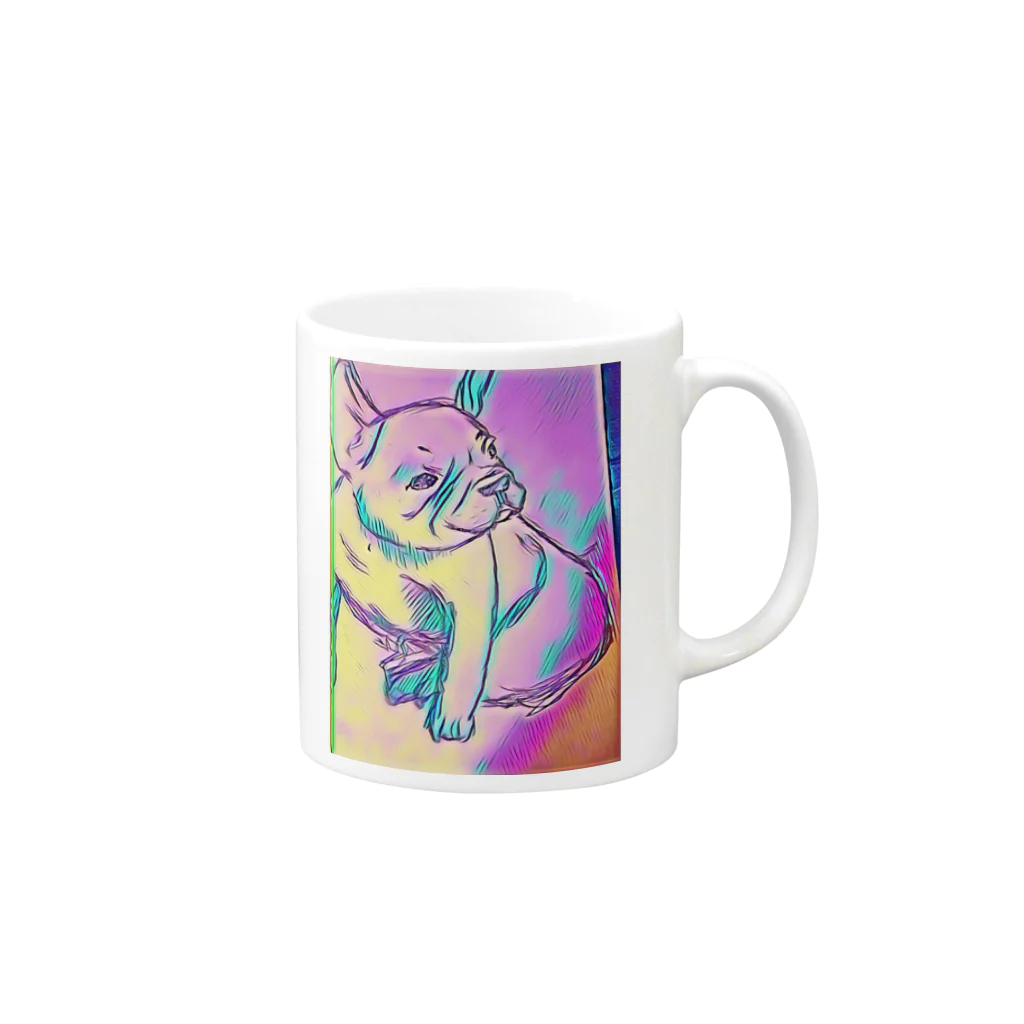 プリンショップのフレンチブル Mug :right side of the handle