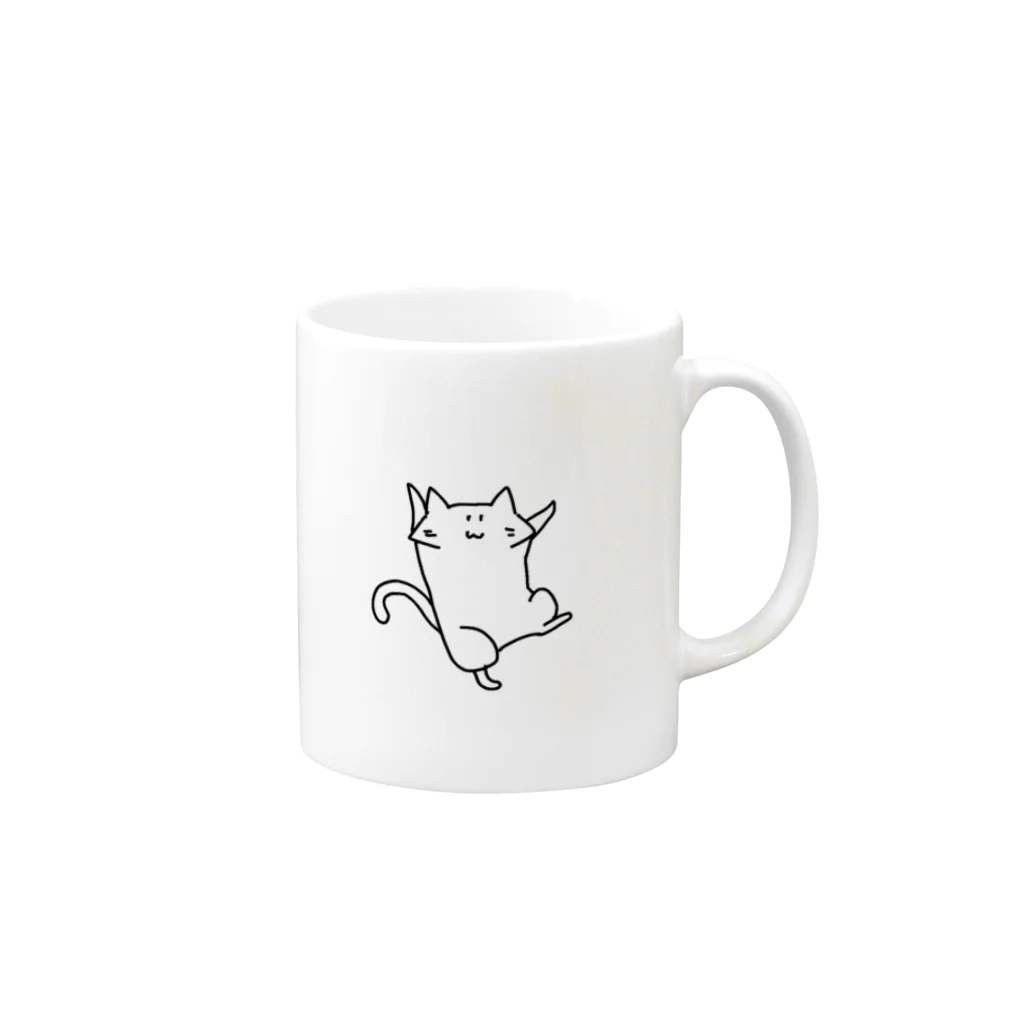 のびネコとおさかなのお店のダンスネコ透過 Mug :right side of the handle