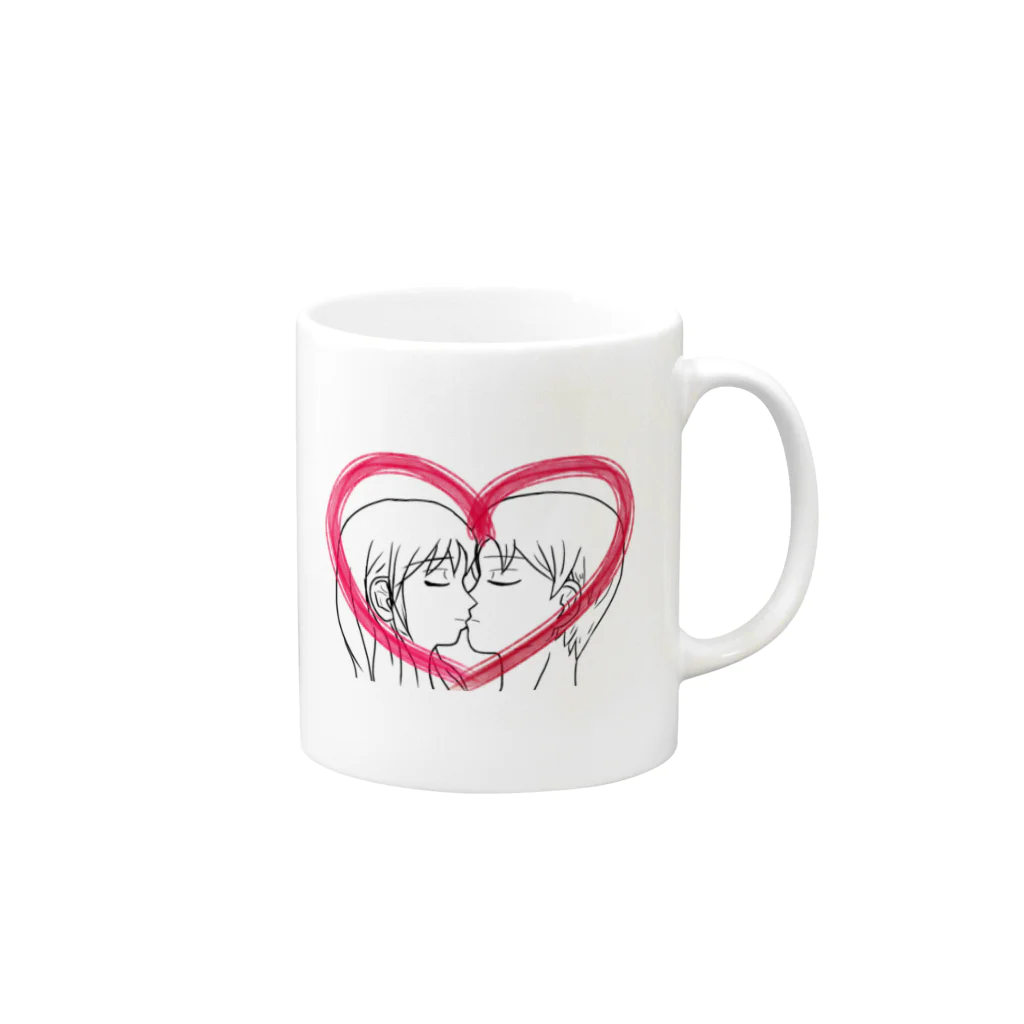 Lily bird（リリーバード）のKissing with heart♥ Mug :right side of the handle