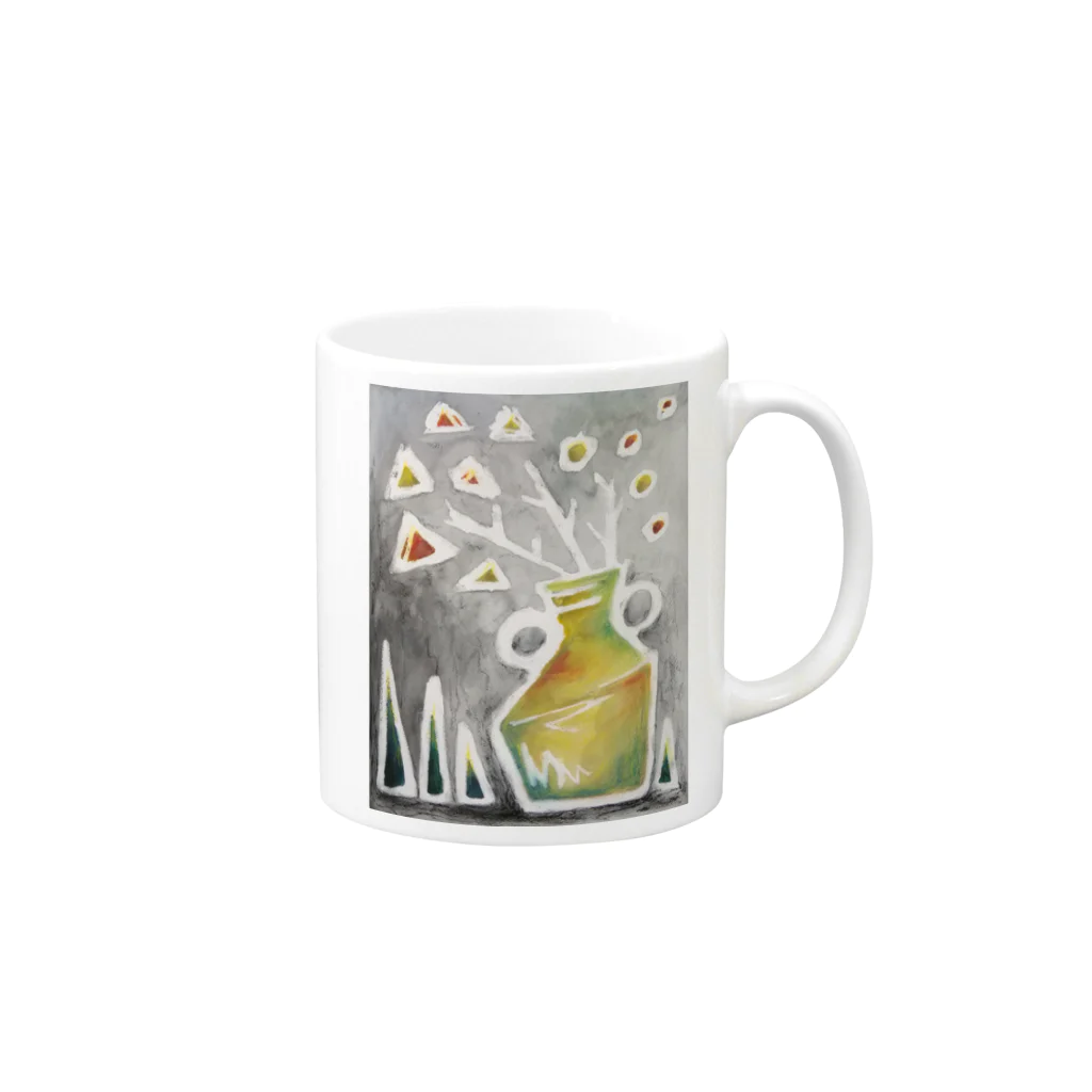 アトリエmegumiの冬の菊の花 Mug :right side of the handle