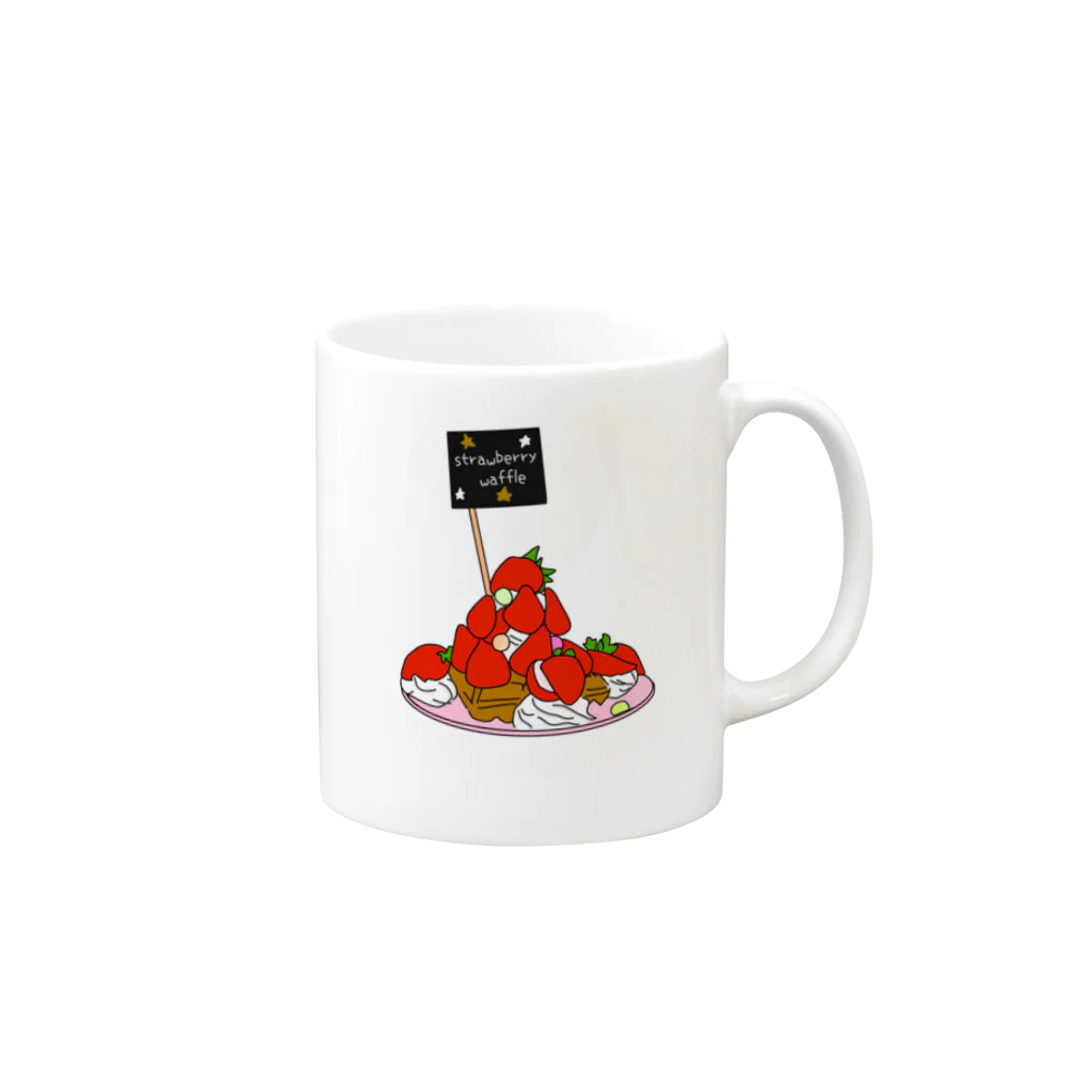 sirakiのおみせのstrawberry waffle Mug :right side of the handle