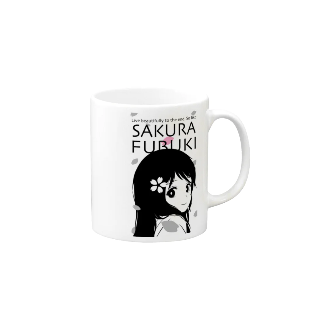 松や SUZURI店のSAKURA FUBUKI Mug :right side of the handle