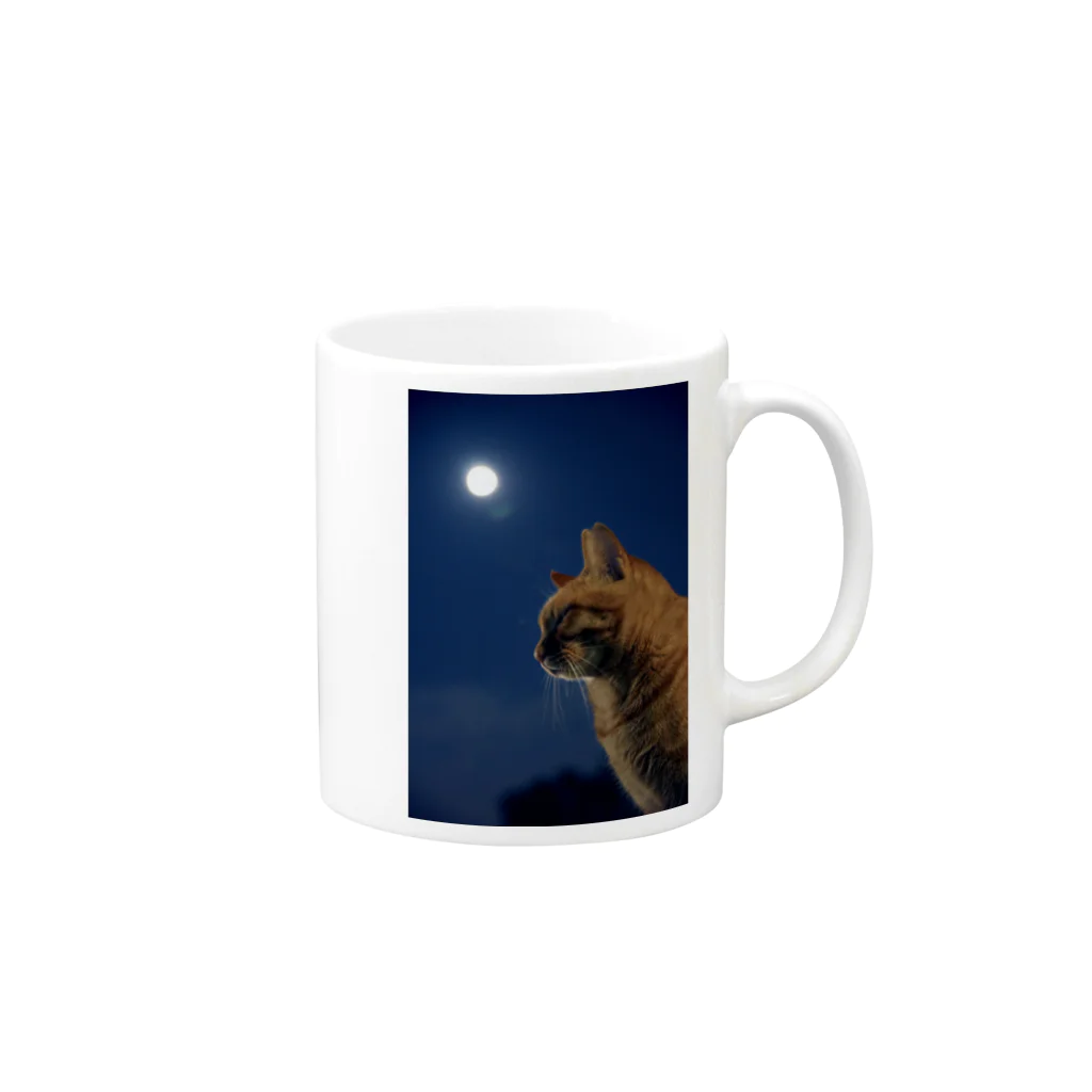 シッポ追いの猫写真店のつきねこ Supermoon Mug :right side of the handle