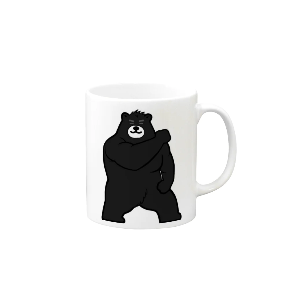 くーまんの部屋🐻のマッスル黒熊 マグカップの取っ手の右面