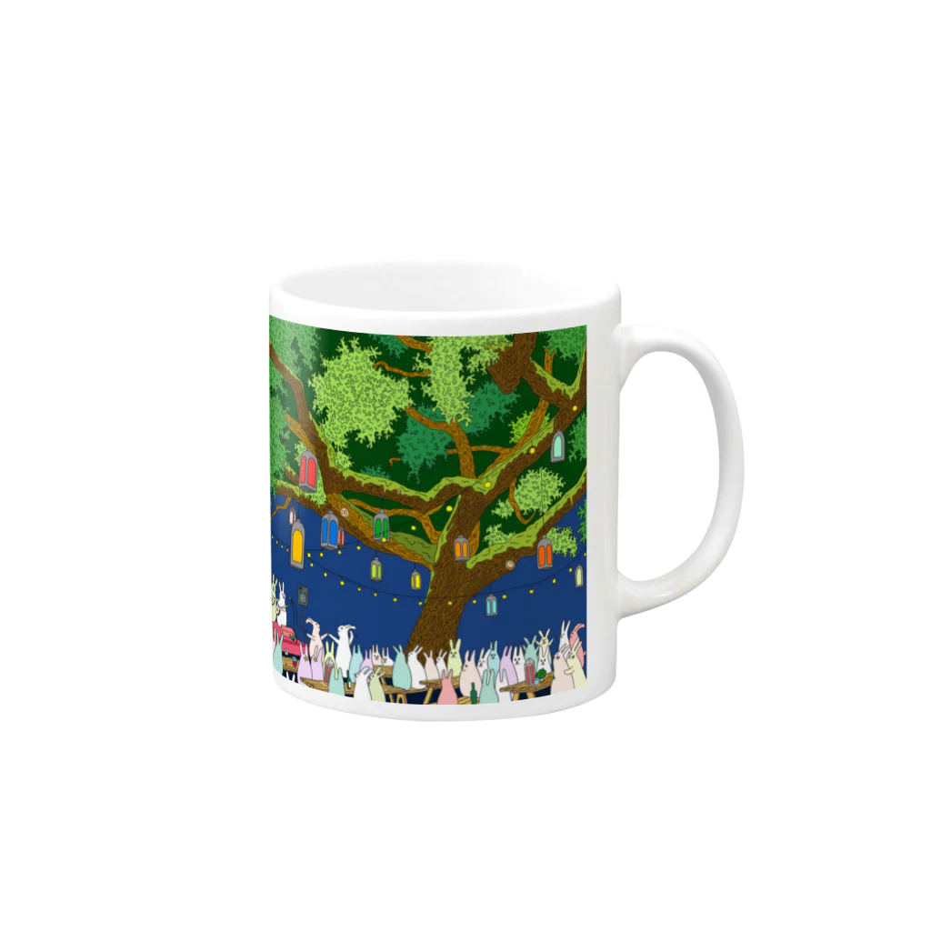 らぴの堂のうさぴーと光の夜 Mug :right side of the handle