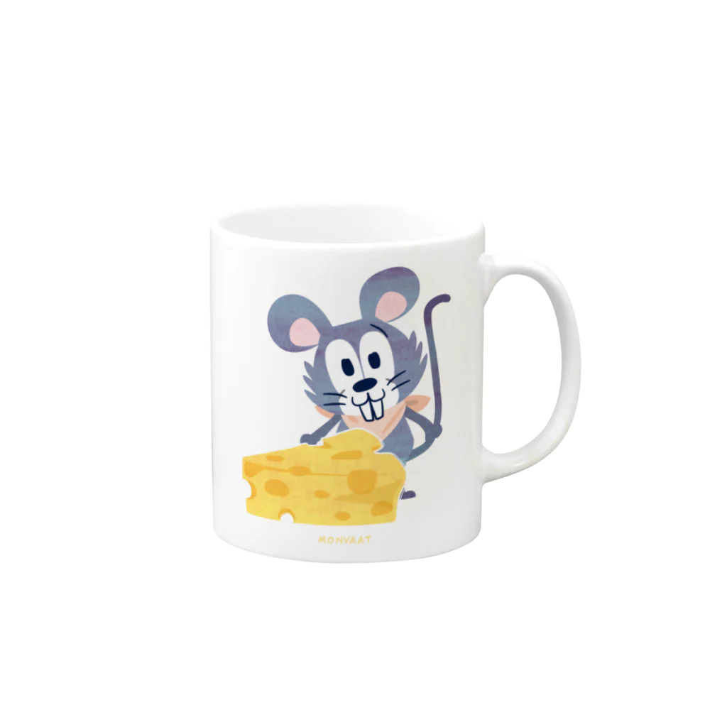 イラスト MONYAAT のチーズはここに！　　 Mug :right side of the handle