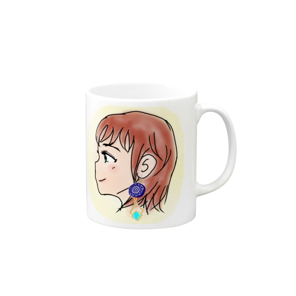 みつまめこshopのAre you excited? Mug :right side of the handle