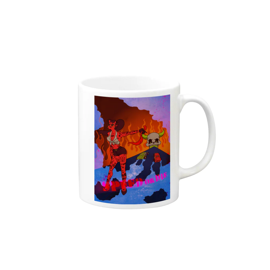 エンドーハイロウ (イラストレーター)のスピードクイーン Mug :right side of the handle