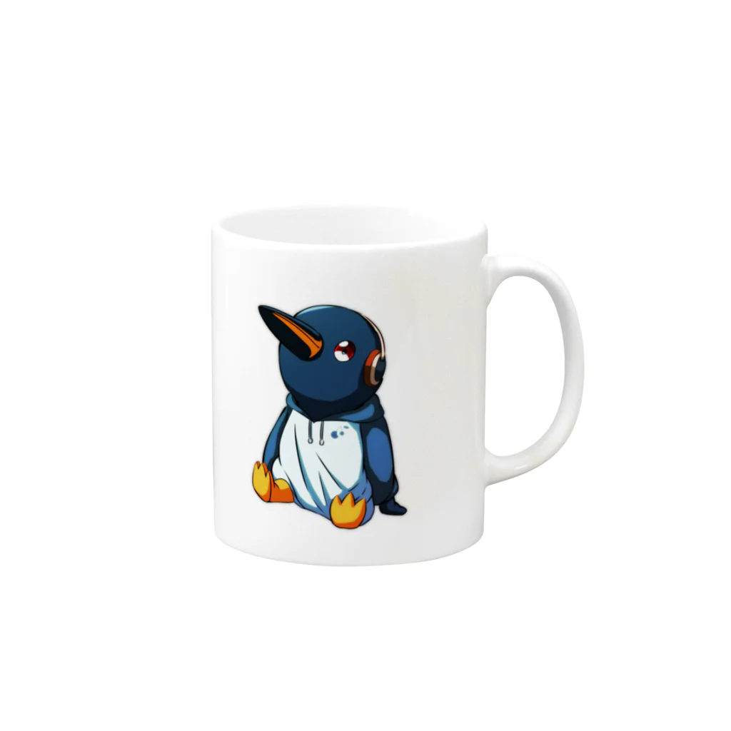 ふれいむのフードのペンギンくんマグカップ Mug :right side of the handle